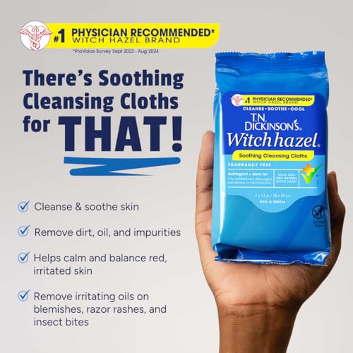 Witch Hazel Cleansing Cloths Pack of 4 - 25 Extra-Large Gentle Face & Body Wipes with Natural Skin Care