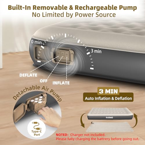 Queen Air Mattress with Wireless Battery Pump - Odorless TPU Material 75x59x8.7 Inches