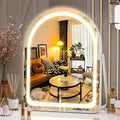 Hasipu Vanity Mirror with Lights, 11"¡¿ 14" Arched LED Makeup Mirror, Lighted Makeup Mirror with Lights, Smart Touch Control Dimmable 3 Modes Light 360¡ÆRotation White