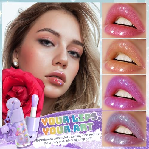 DIY Lip Gloss Making Kit for Girls - Yellow & Blue Lip Gloss Set with Keychain