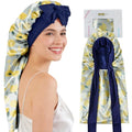 ZIMASILK Blue Lemon Silk Sleep Bonnet for Long Hair - One Size