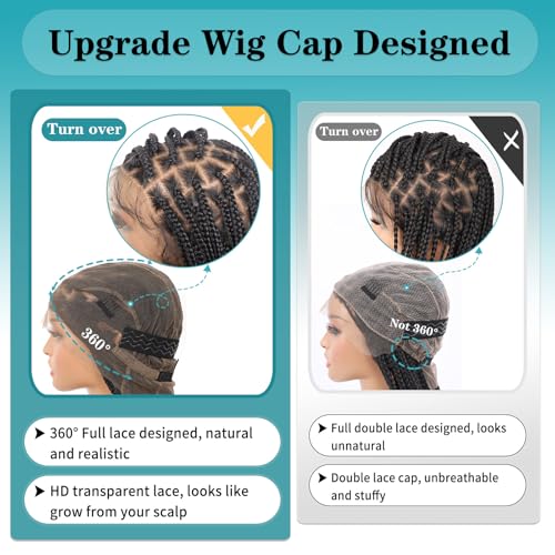 Kalyss 360° Full Lace Knotless Box Braided Wig with Baby Hair - Black 36 Inch