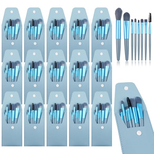 Light Blue 15-Piece Travel Makeup Brush Set - Compact & Portable Girl Gift