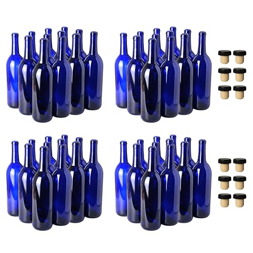 Blue 750ml Cobalt Wine Bottles with Corks - 48 Pack, Bordeaux Style - Variation of THIS listing