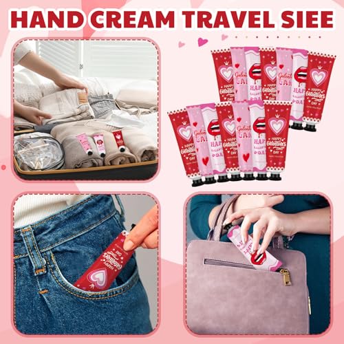 Loopeer 24 Pcs Valentine's Galentine's Day Gifts Bulk Hand Cream for Dry Cracked Hands Travel Size Moisturizing Hand Lotion Valentine's Galentine's Day Party Favors Stuffers Gift for Women Friends