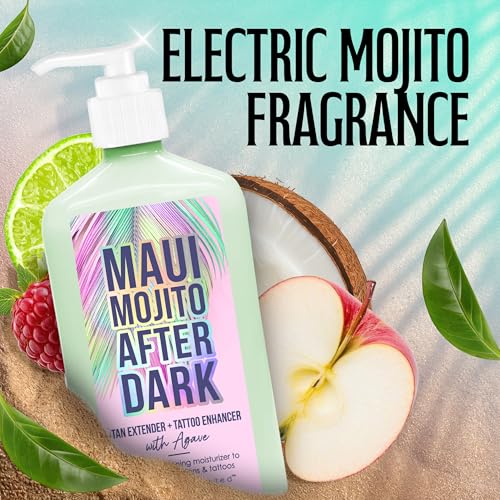 Brown Sugar Maui Mojito After Dark Tan Extender & Tattoo Enhancer, Agave Lime Shea Butter with Tigergrass & Ocean Botanicals, 18 Fl Oz