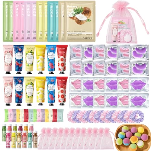 Spa Party Favors Kit for Women - Facial Masks, Lip Balm, Eye Patches & Bath Bombs