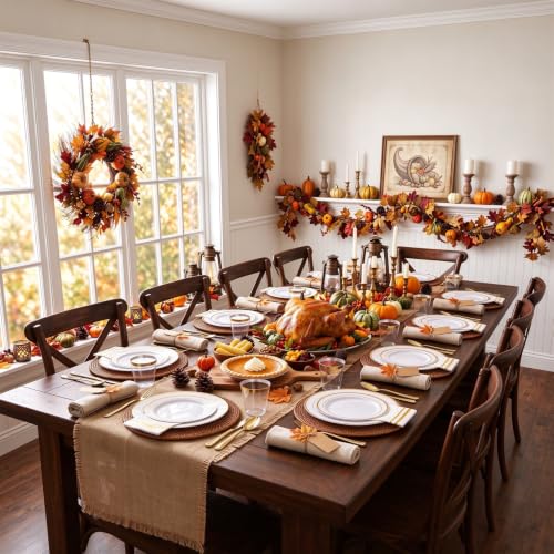 GATHER 700Pcs White & Gold Plastic Dinnerware Set for 100 Guests – Gold Trim