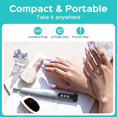 COSLUS Nail Drill, Portable Cordless C50,Grey