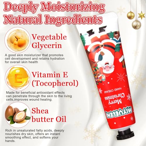 Ojustbeok 50 Sets Christmas Hand Cream Gift Box - Travel Size Moisturizing Hand Lotions with Organza Bags & Cards