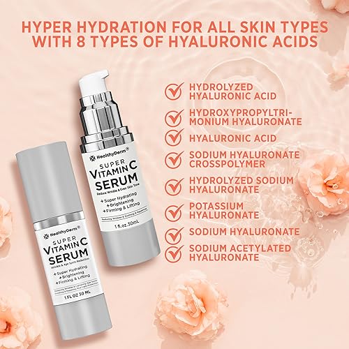 Vitamin C Serum for Women Over 70 - Hydrating, Lifting & Wrinkle Reduction 1 Oz Pack of 2