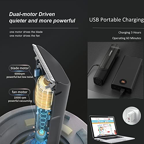 Black Automatic Vacuum Hair Clippers for Men - Professional Haircut Kit