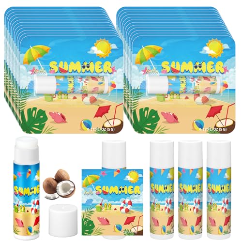 Demissle 24 Pack SPF 30 Lip Balm with Summer Beach Design - Bulk Party Favors