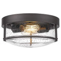 Farmhouse Flush Mount Ceiling Light Oil-Rubbed Bronze Seeded Glass - Indoor & Outdoor