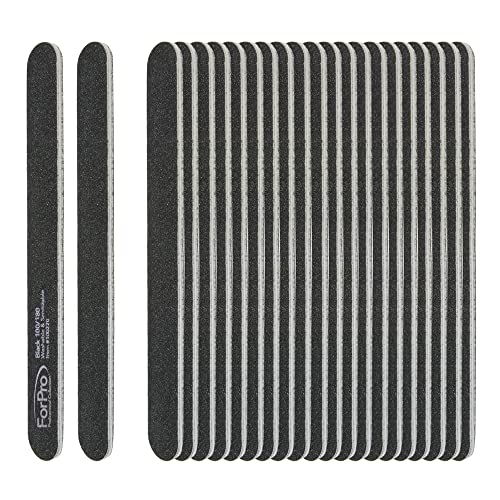 ForPro Professional Collection Nail Foam Boards, Black, 100/180 Grit, Double-Sided Manicure Nail Files, 7¡± L x .75¡± W, 50-Count