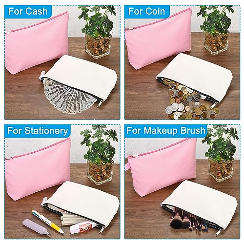 PATIKIL 9.1 x 5.1 Canvas Makeup Bags with Strap, 5 Pack Pencil Multipurpose Cosmetic Zipper Bag Case Travel Toiletry Storage Pouch Organizer for Home Office, Red