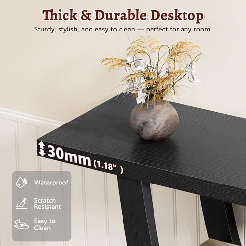 Black 31.5-Inch Entryway Console Table with 3 Shelves and X-Frame Design