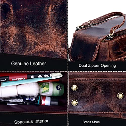 Leather Travel Dopp Kit Toiletry Bag Men Shaving Women and Mens Case Bags Organizer Bathroom Shaving kit