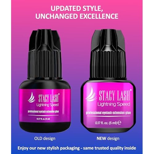 STACY LASH Lightning Speed Eyelash Extension Glue 5ml /0.17 fl.oz / 0.3 Sec Dry/Retention ? 6-8 Weeks/Extra Strong Black Adhesive/Lash Tech Supplies