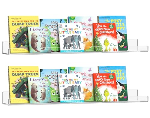 36-Inch Clear Acrylic Floating Shelves Wall Mounted Display Shelf for Books & Figures, 2 Pack
