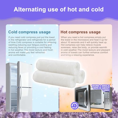 Moist Cotton Towel Bulk Moist Towelettes Individually Wrapped 8.7" x 8.7",White Towel Services,Refreshment Pre Moistened Towels Lavender Lemon Mint Unscented Peach Rose Coconut for Sport Spa (70)