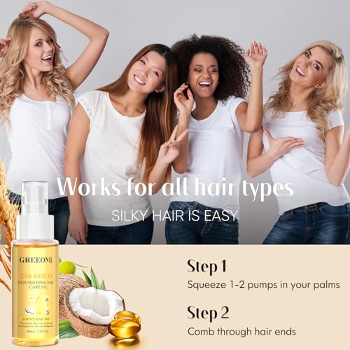 GREEONIL 24K Gold Infused Argan Hair Oil for Frizz Control - 240ML Pack of 4