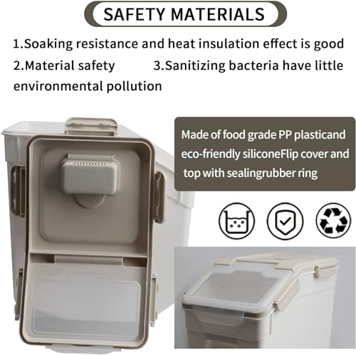 25LB Large Airtight Flour Storage Container Bin with Wheels & Scoop - Gray 4 Pack