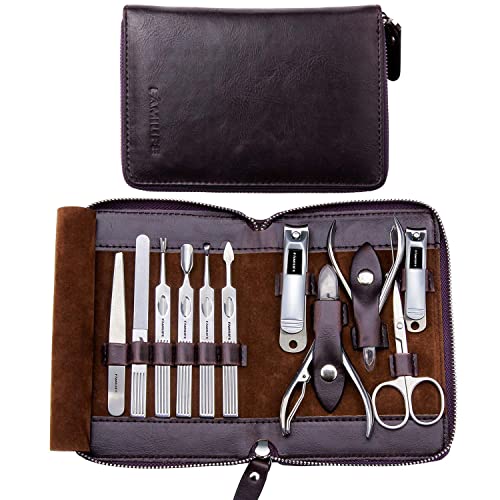 FAMILIFE 100% Stainless Steel Ingrown Toenail File Sided with Storage Case and 11 in 1 Stainless Steel Manicure Set with Box