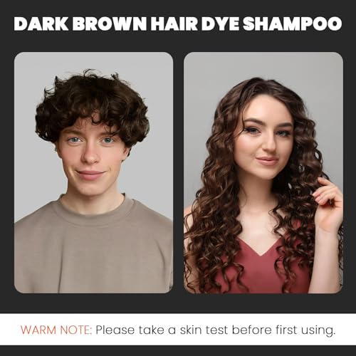YOURTONE Dark Brown Hair Dye Shampoo 3-in-1 for Gray Coverage & Shine