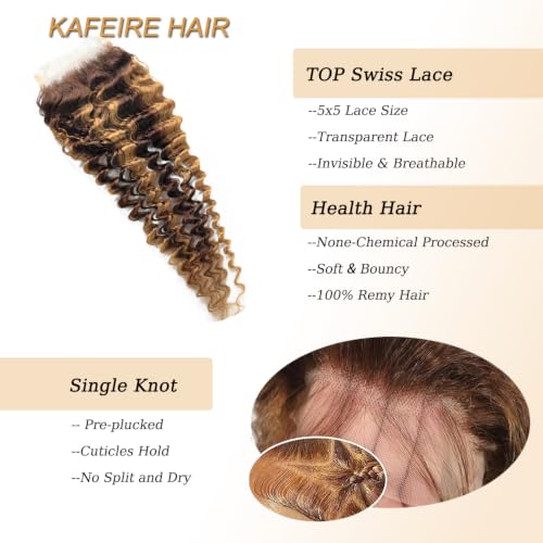 Deep Wave 5x5 HD Lace Closure Hair Extensions - Honey Blonde, 10 Inch, 150% Density
