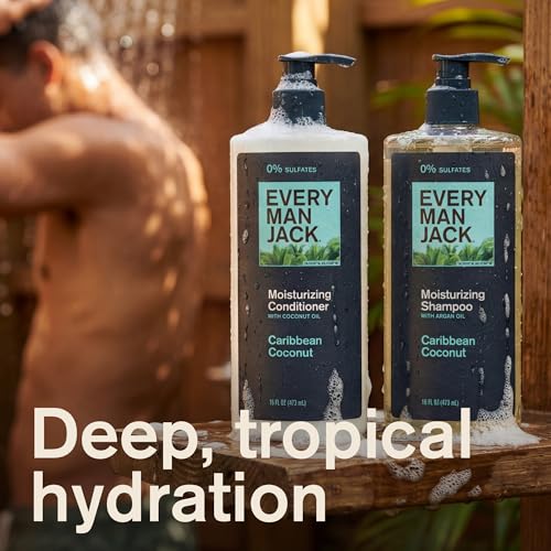 Every Man Jack Shampoo & Conditioner Set for Men - Caribbean Coconut 2 Pack