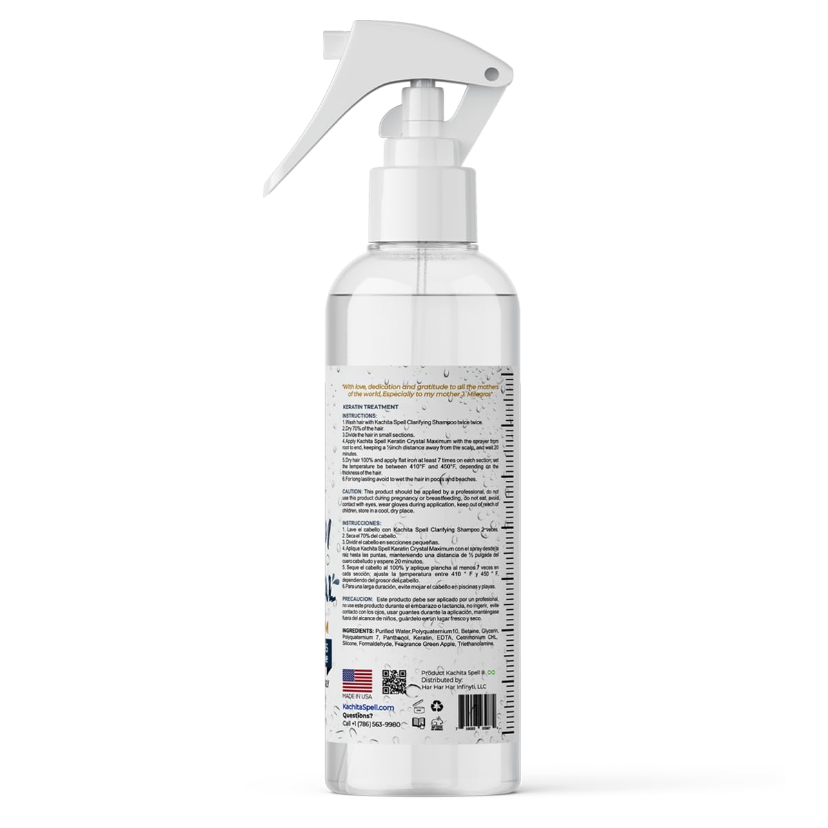 NEW Keratin Crystal Maximun Kachita Spell 20 min Express HairTreatment 16 floz long Lasting Blowout Professional Results Straightening and Smoothing Queratina Keratina (16 oz)