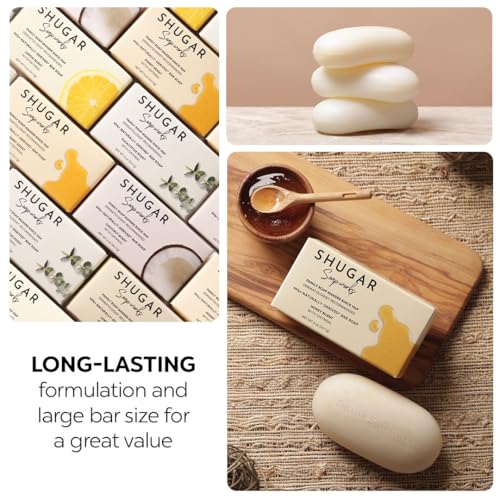 Shugar Soapworks Oatmeal & Honey 5 oz Beauty Bar Soap 8-Pack | Plant-Based Vegan Formula | Sulfate & Paraben Free | Gentle Exfoliating Cleanser with Finely Ground Oatmeal Flakes
