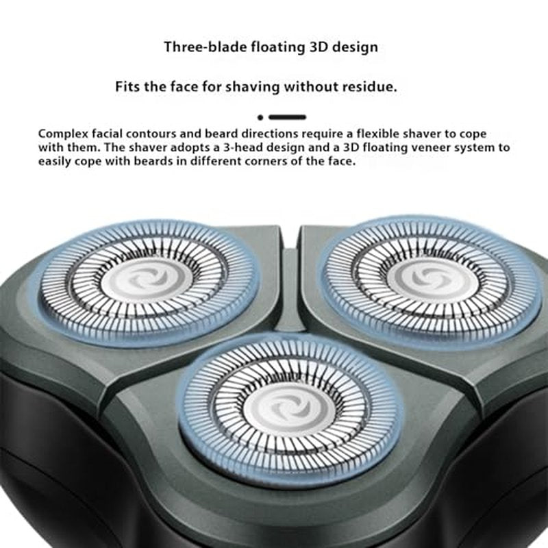 4-in-1 Electric Shaver for Men ? Rechargeable, Equipped with Trimmer, Facial Cleansing Brush & Nose Hair Cutter, Full-Body Washable, Rotary 3-Blade System, 90 Minutes of Runtime