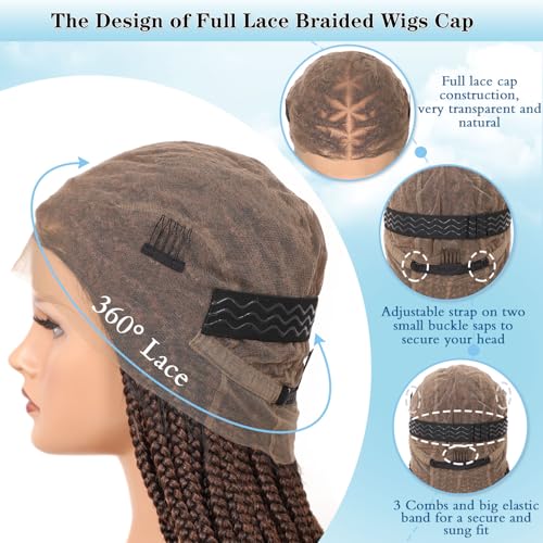 14-Inch Short Bob Braided Full Lace Wig for Women - Brown