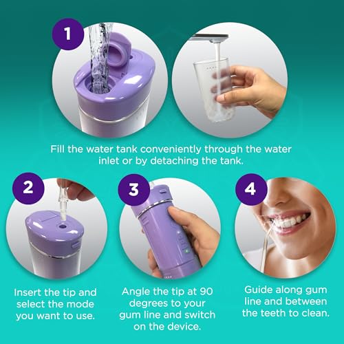 Lavender Portable Water Flosser for Sensitive Gums - Cordless & Travel-Friendly