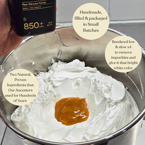 Manuka Honey Beef Tallow for Skin ~2 INGREDIENTS~ 100% Grass-Fed Tallow and Honey Balm - Whipped & UNSCENTED Tallow Face Moisturizer - Hydrating Tallow Balm for Men, Women, Kids & Babies (9oz)