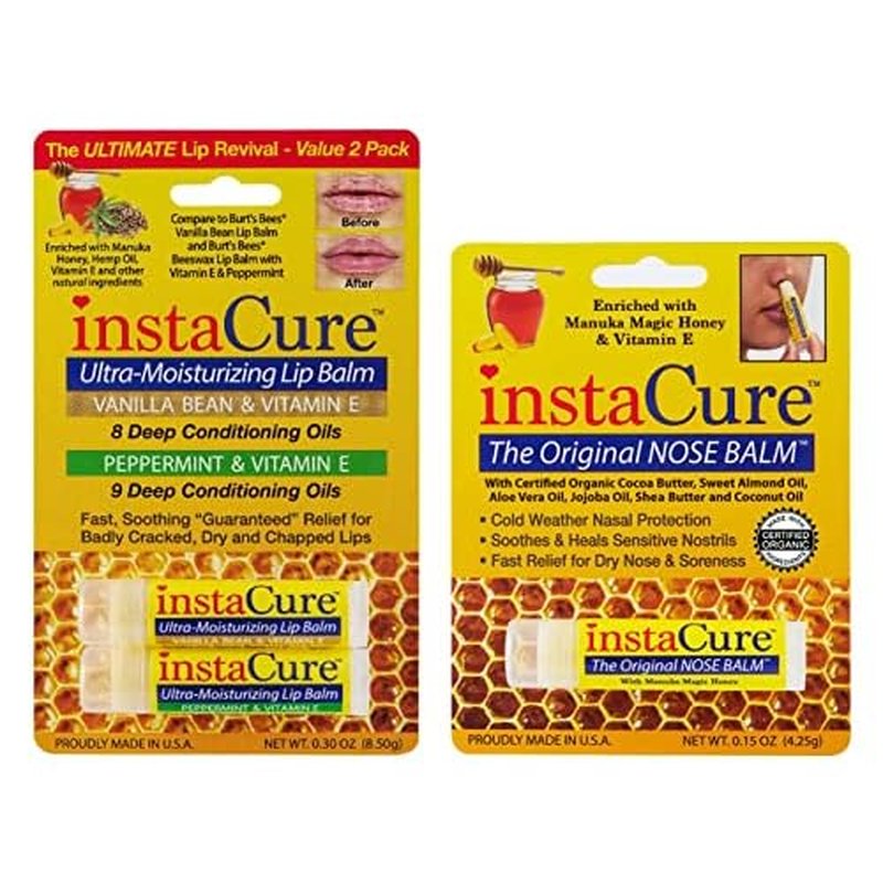 Insta Cure Manuka Honey Magic Lip Balm, Certified Organic Ingredients, Ultra-Moisturizing, Quickly Clears Skin Irritations, Hydration Stick for Damaged Lips