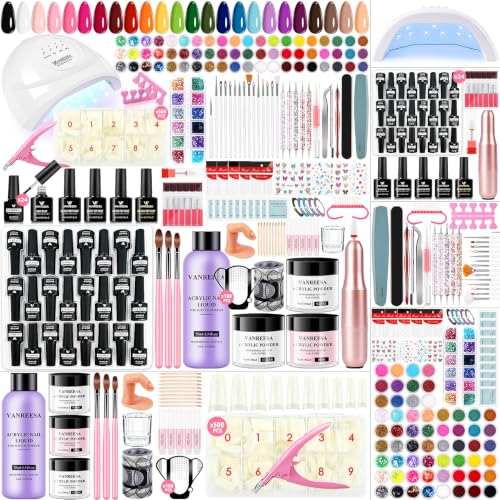VANREESA Acrylic Nail Kit with Gel Polishes, Tips & Salon Tools for Beginners