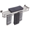 KOKOSIRI Brushed Steel 32-Inch Double Towel Shelf Bathroom Towel Rack Wall Mount