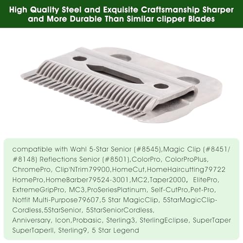 4 Pack Professional Replacement Clipper Blades,Precision 2 Holes Adjustable Hair Clipper Parts Blade for 5-Star Senior, Magic Clip, Reflections Senior