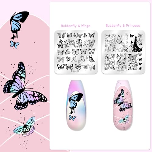28PCS Nail Stamping Kit with 16 Plates, 8 Gel Polish Colors & Stamper - Nail Art Set
