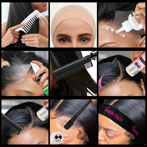 Rose Red Hot Comb Hair Straightener Set for Wigs & Natural Hair - Adjustable Heat Styling Kit