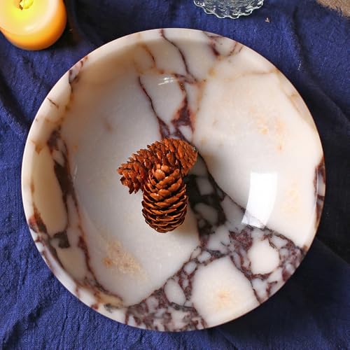 Round-Calacatta Viola Marble Decorative Bowl 7.8-inch Home Decor Gift