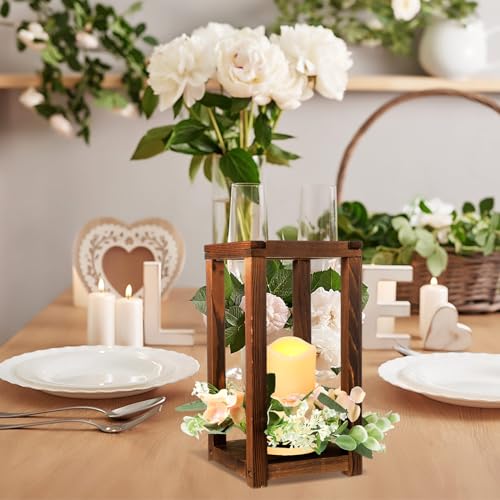Wooden Wedding Lantern Centerpiece Set - Brown, 30 Pieces