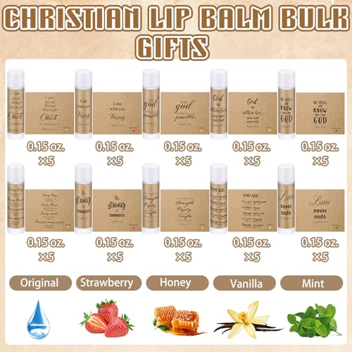 Rustic Christian Lip Balm Gift Set - Bulk 50 pcs with Bible Verses