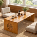 Japanese Folding Bamboo Coffee Table 31.5 Inch Low Floor Desk for Living Room