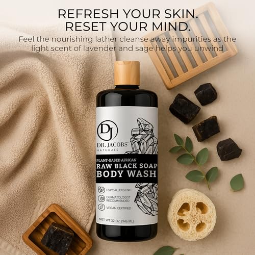 African Black Soap All-In-One Cleanser 32oz - Shea Butter & Aloe, Sensitive Skin