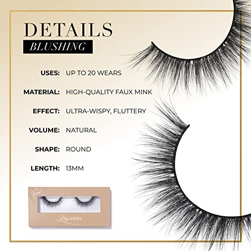 Natural Faux Mink Lashes - Blushing, Reusable 20x, 13mm for Daily Wear