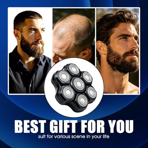Black 3-Pack Magnetic 7D Replacement Shaver Heads for Head & Face, Universal Fit